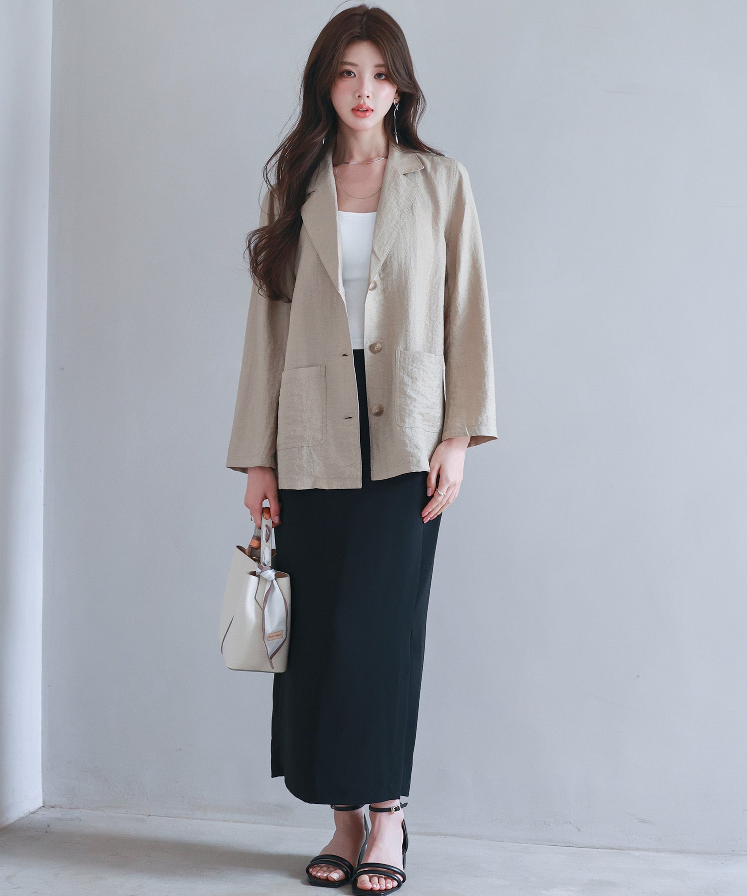 フロントポケットテーラードジャケットsdp0257 ベージュ