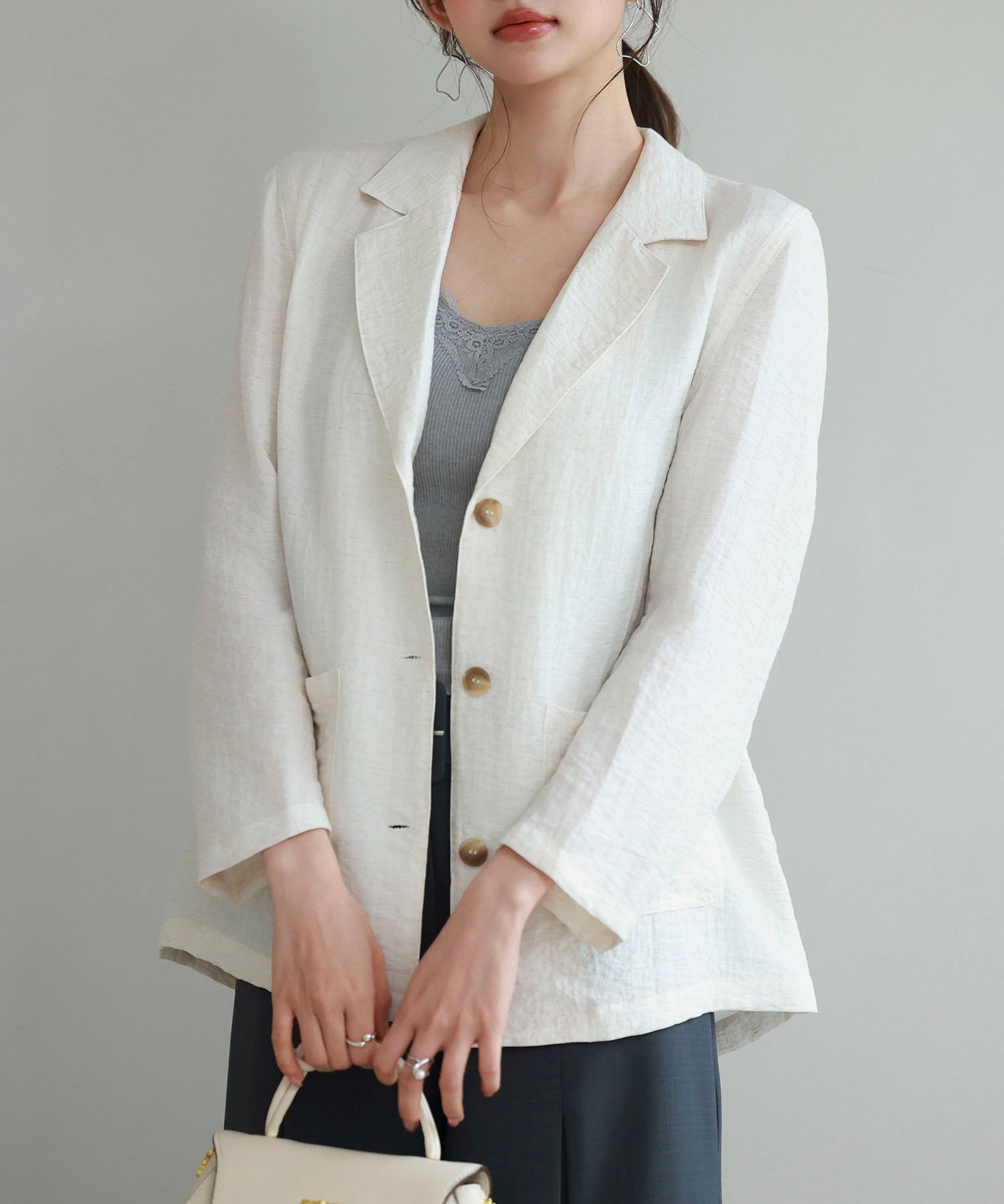 フロントポケットテーラードジャケットsdp0257 アイボリー