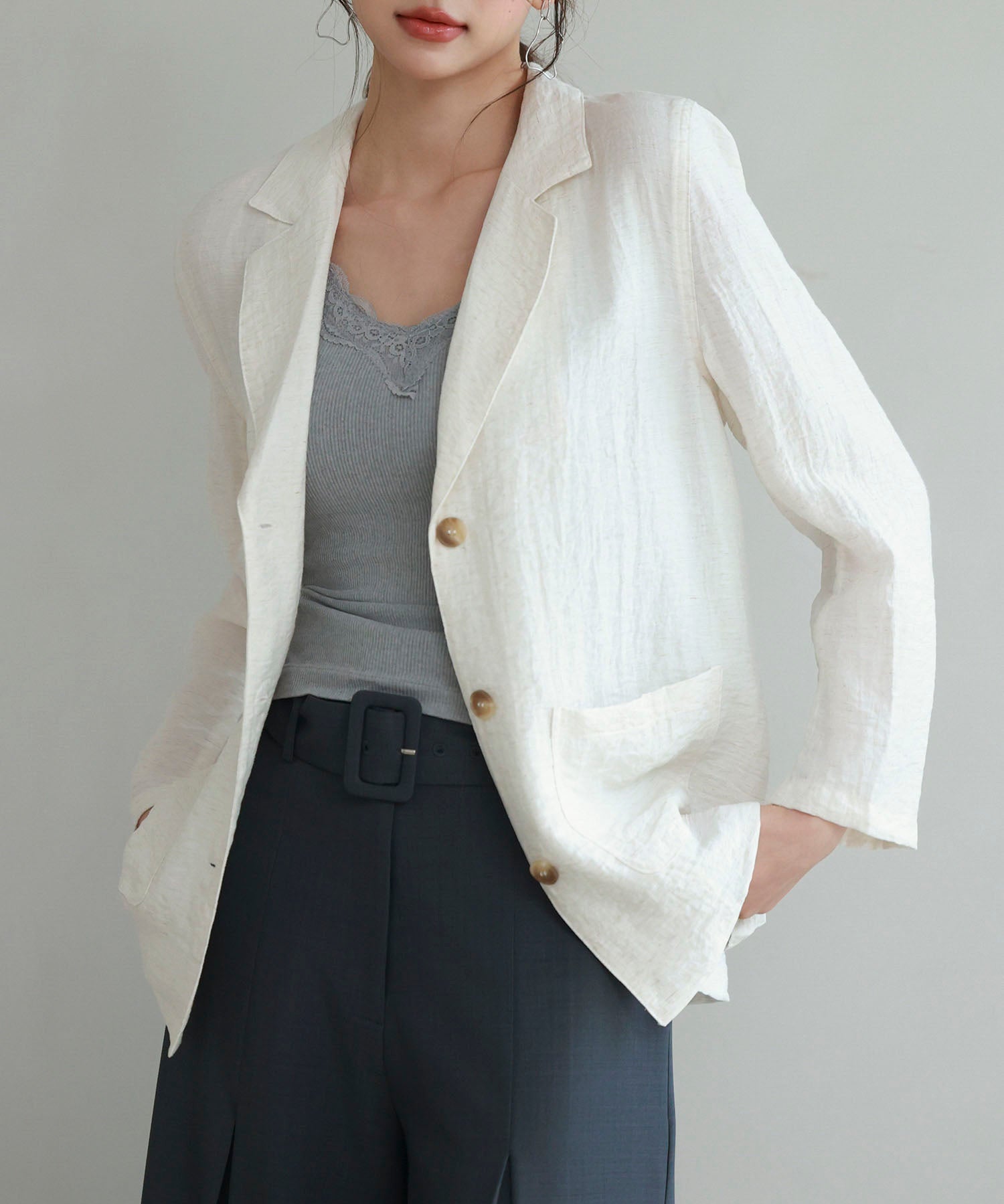 フロントポケットテーラードジャケットsdp0257 アイボリー
