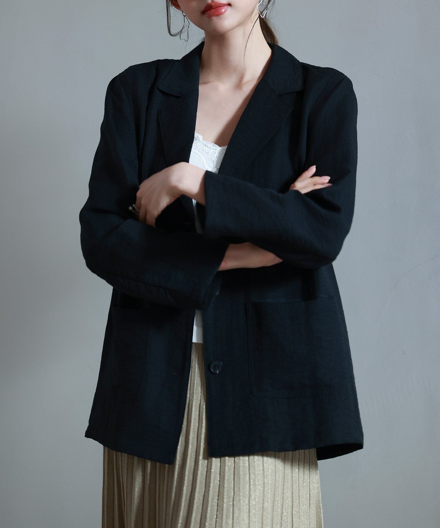 フロントポケットテーラードジャケットsdp0257 ブラック