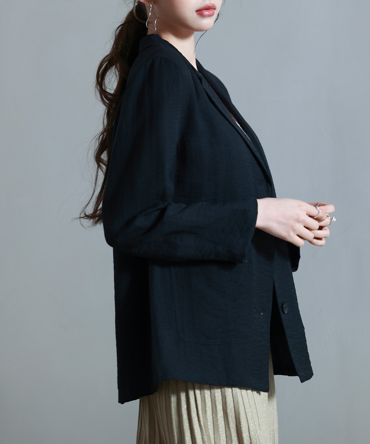 フロントポケットテーラードジャケットsdp0257 ブラック