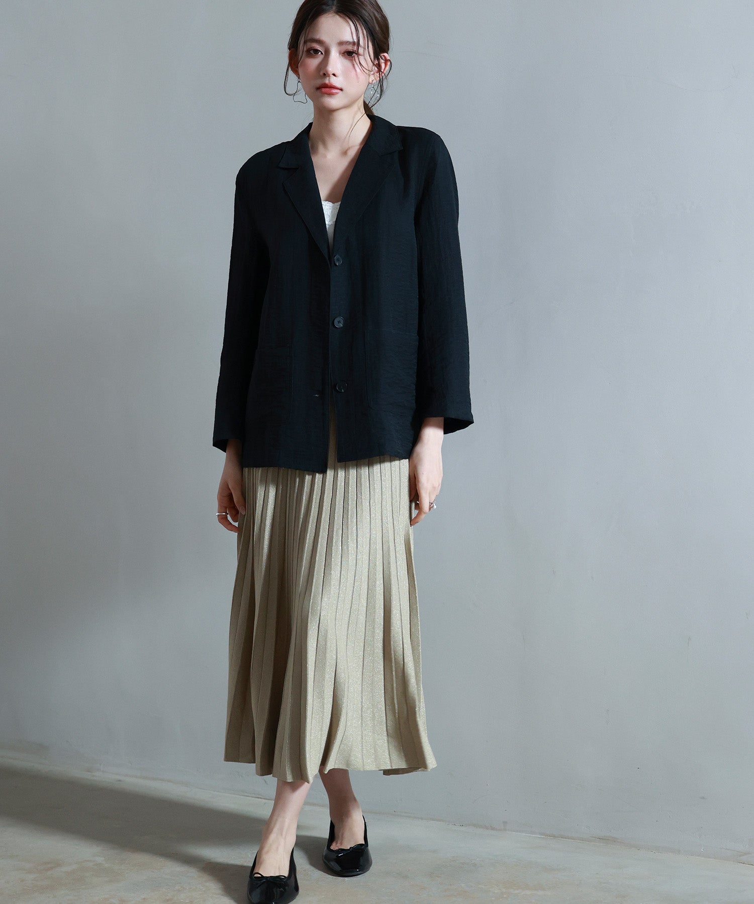 フロントポケットテーラードジャケットsdp0257 ブラック