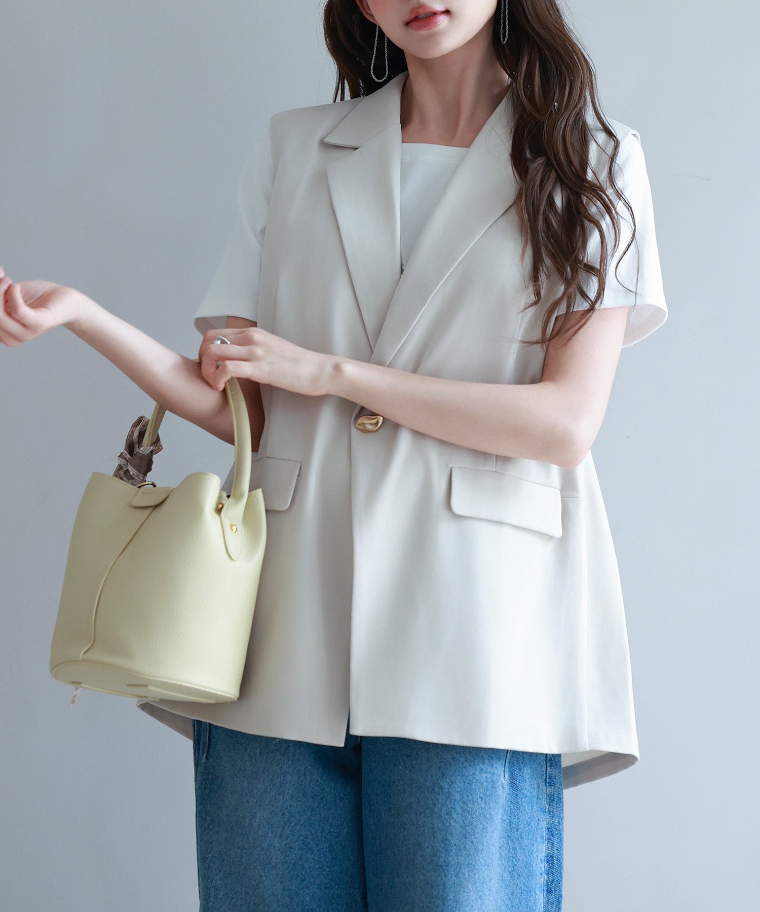 バックパプラムテーラードジレsdp0258 ベージュ