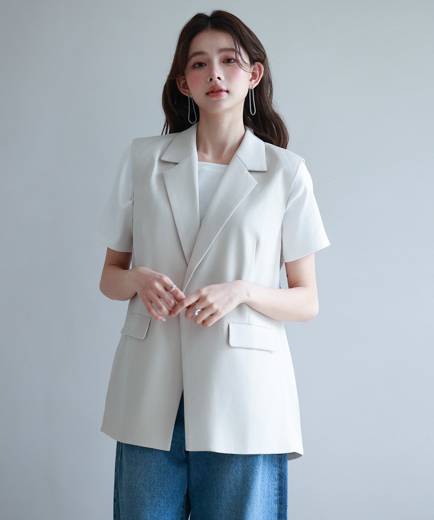 バックパプラムテーラードジレsdp0258 ベージュ