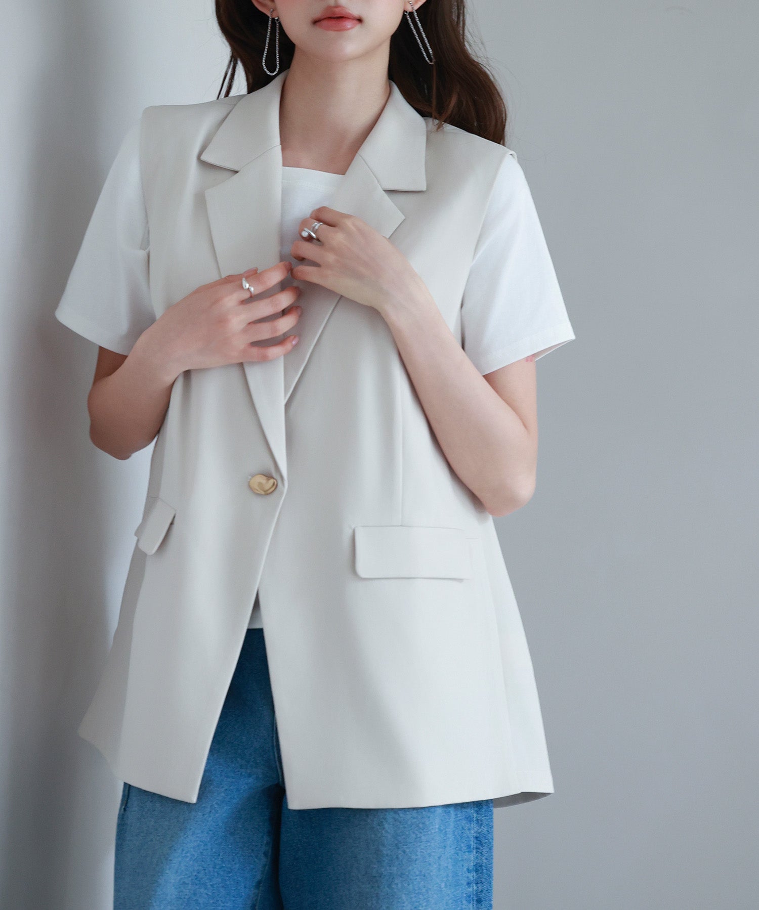 バックパプラムテーラードジレsdp0258 ベージュ