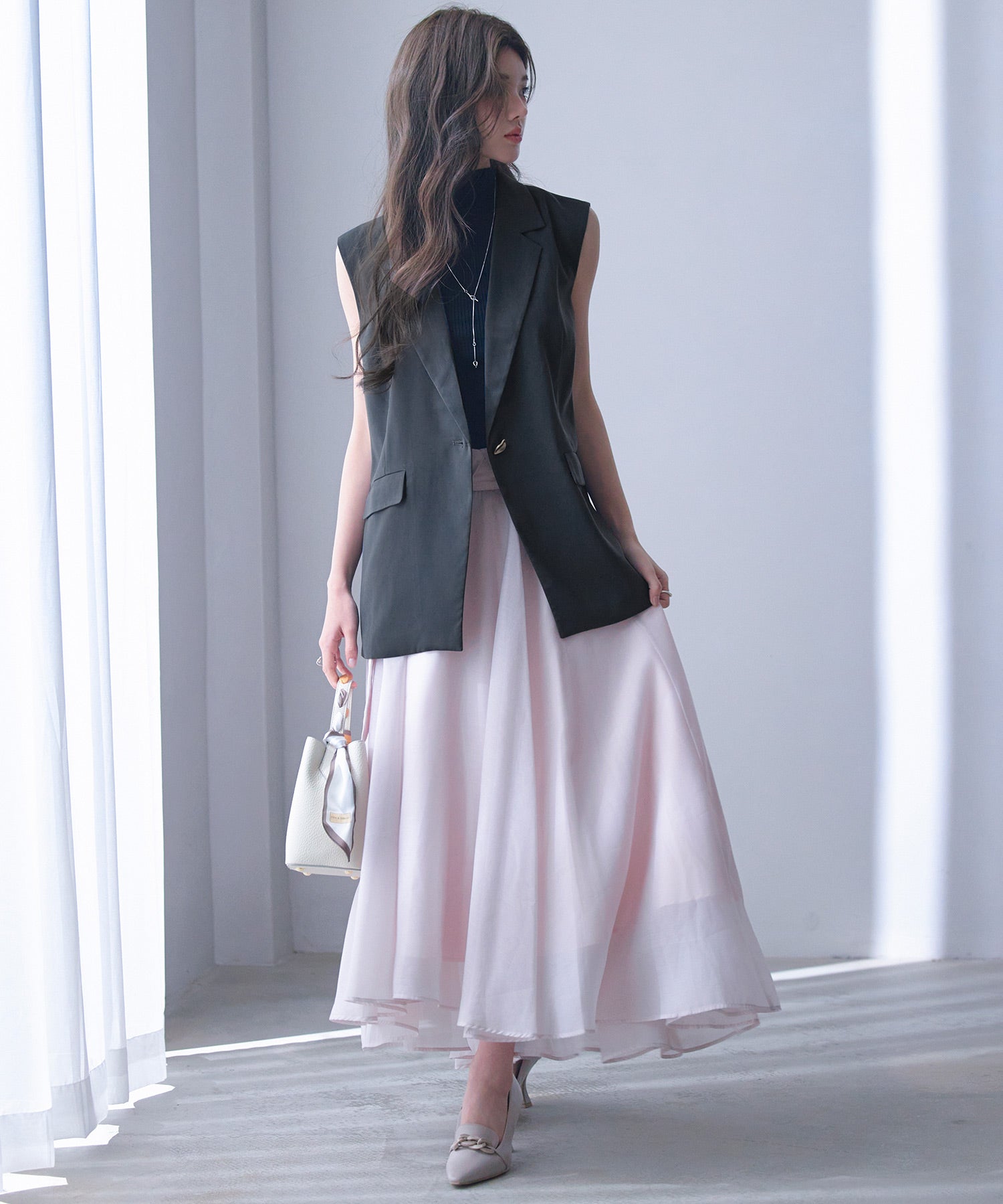 バックパプラムテーラードジレsdp0258 チャコール