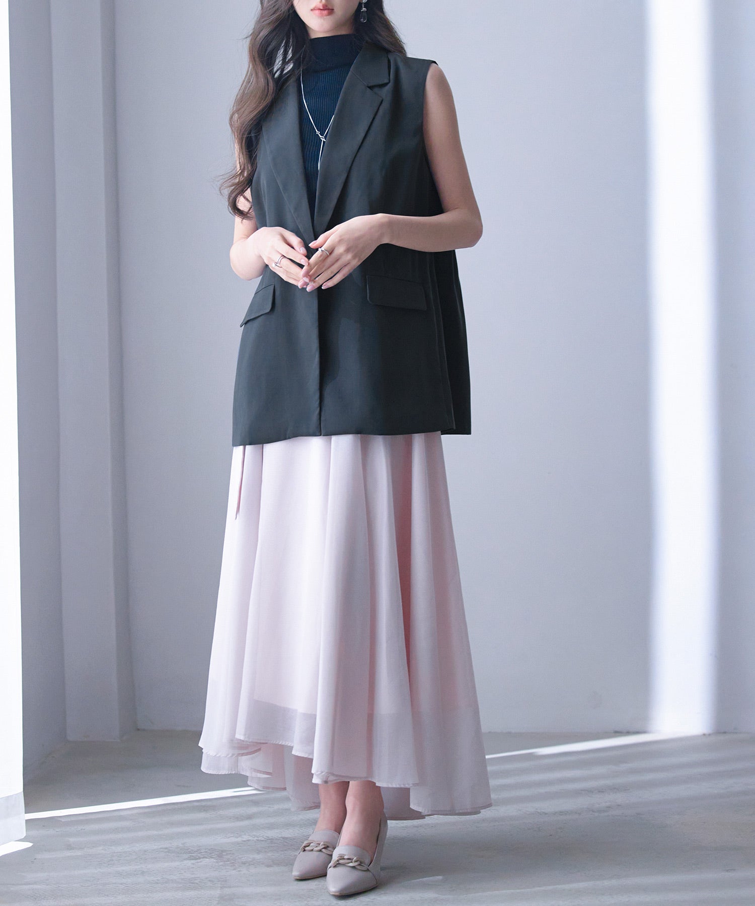 バックパプラムテーラードジレsdp0258 チャコール