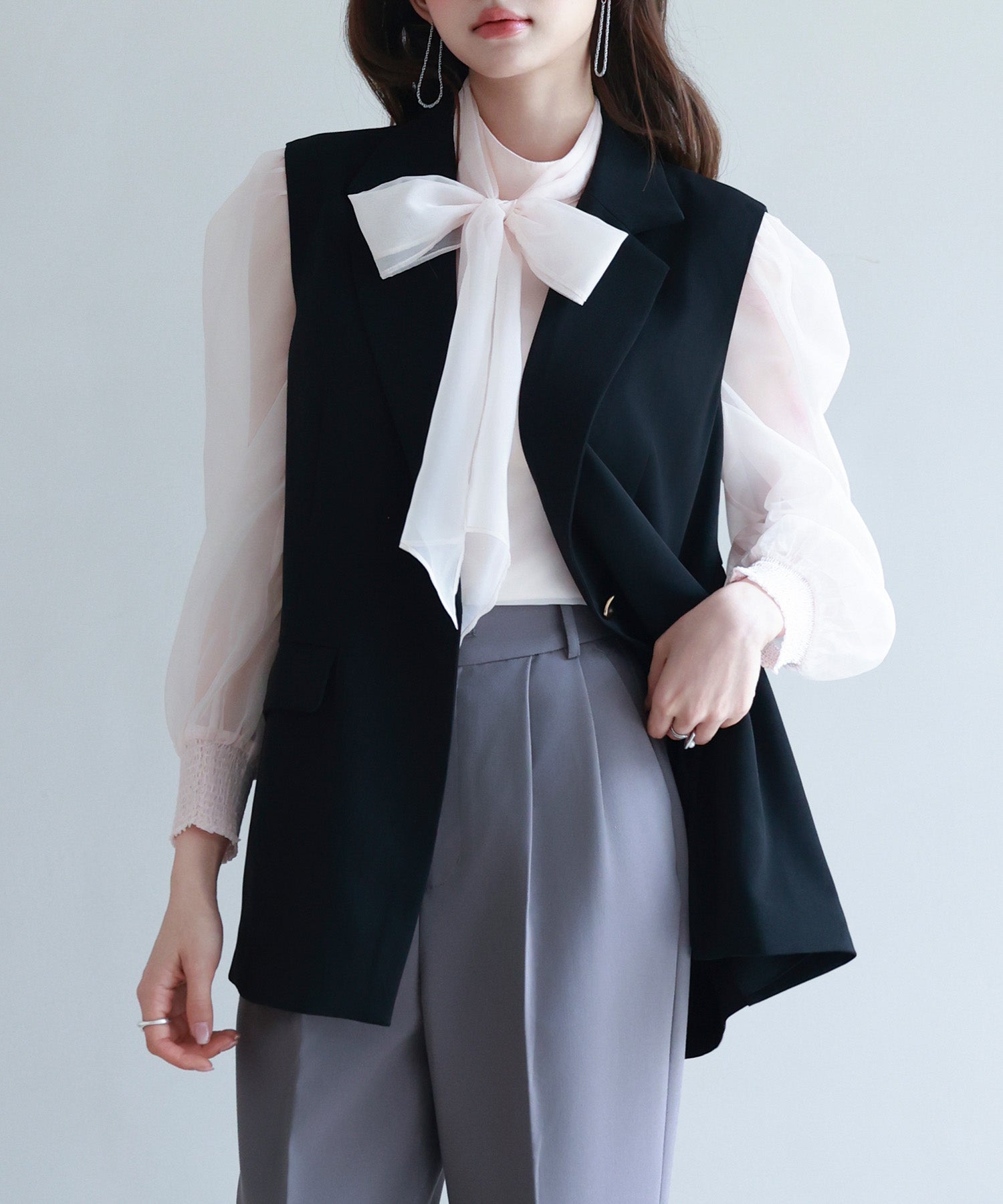 バックパプラムテーラードジレsdp0258 ブラック