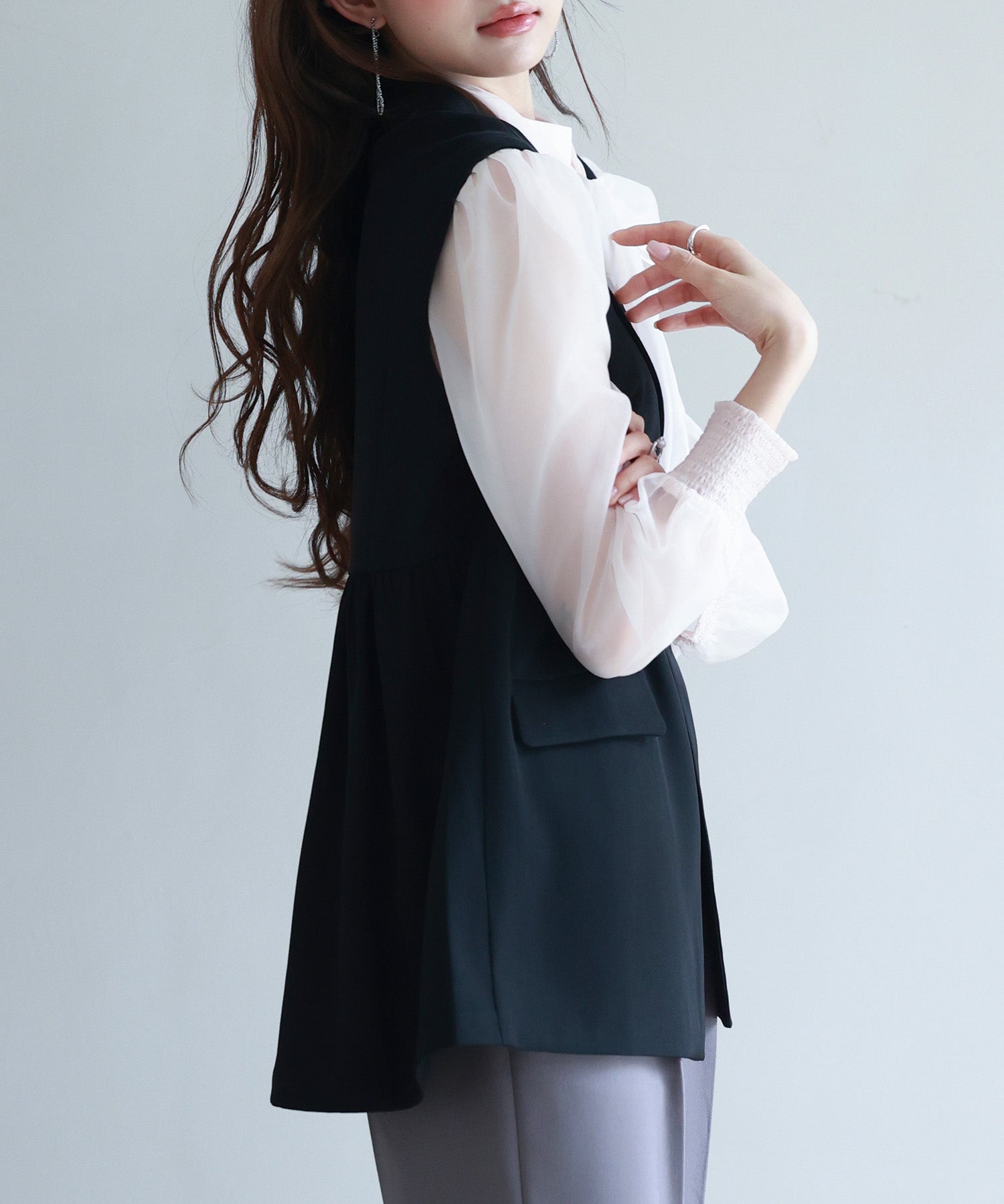 バックパプラムテーラードジレsdp0258 ブラック