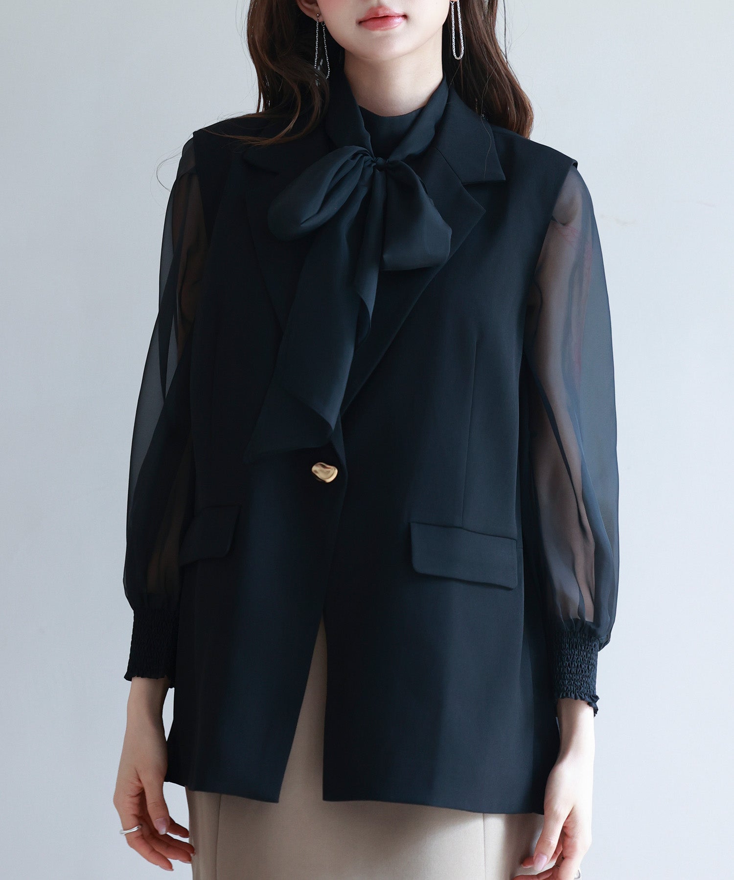 バックパプラムテーラードジレsdp0258 ブラック