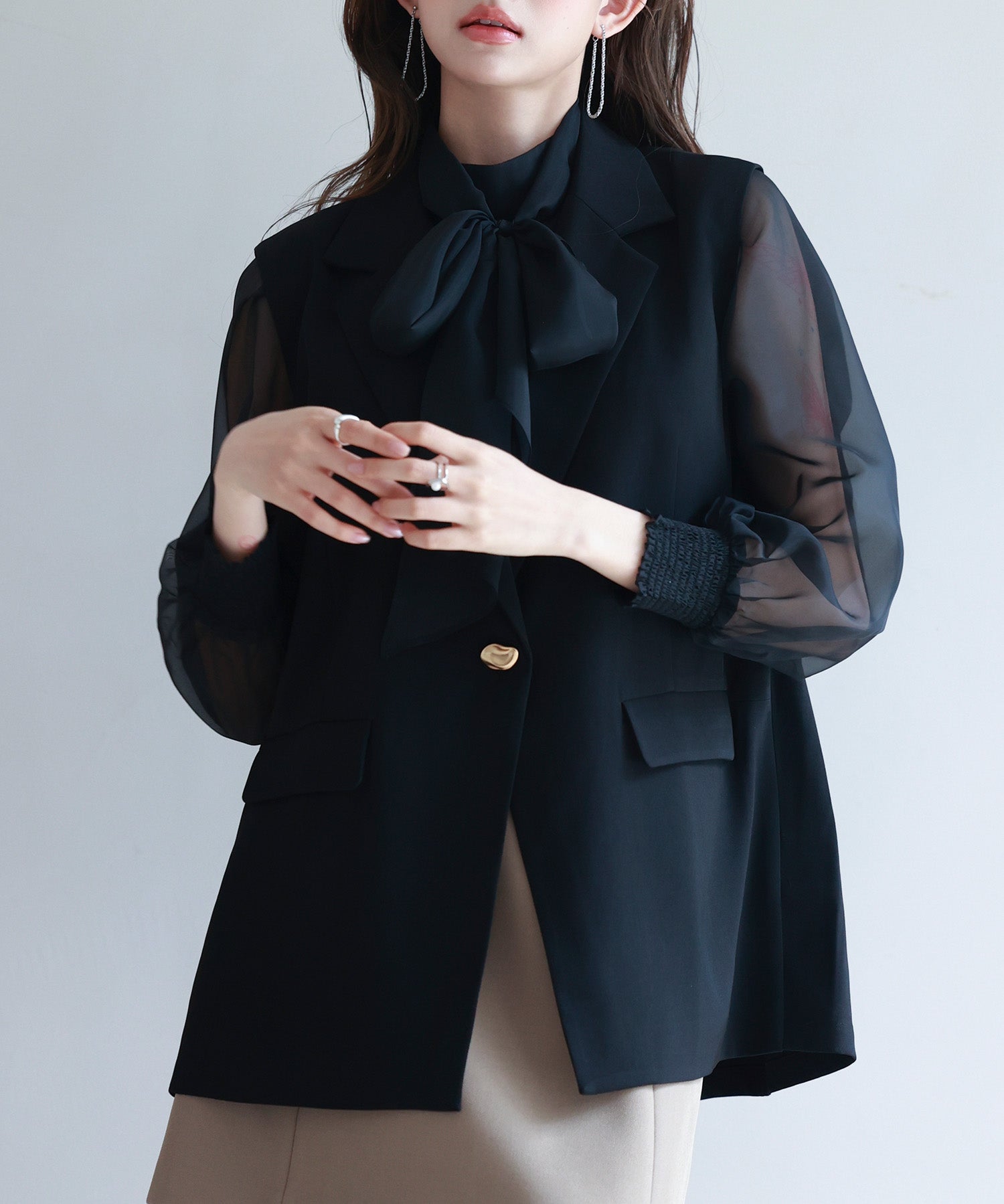 バックパプラムテーラードジレsdp0258 ブラック