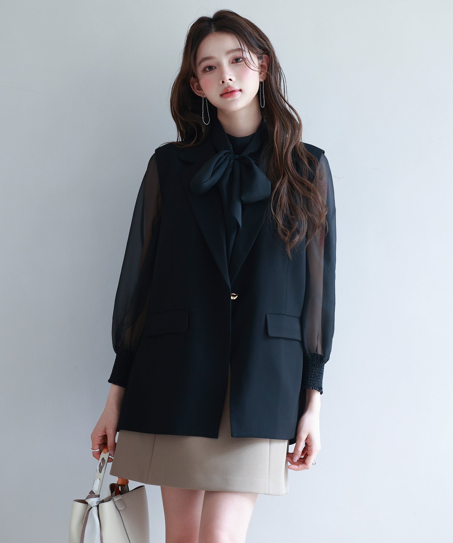 バックパプラムテーラードジレsdp0258 ブラック