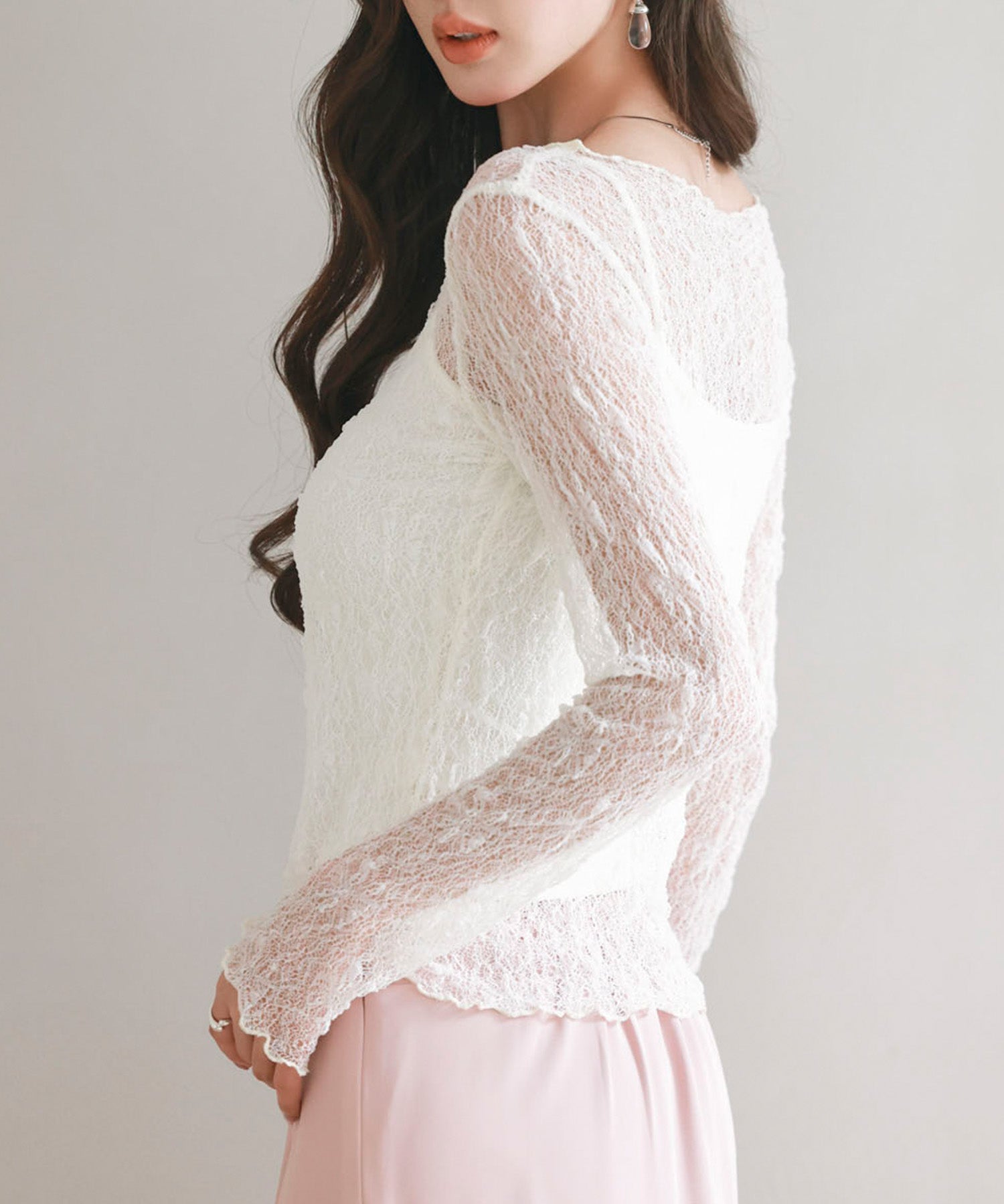 キャミソールとレーストップス2点セットsdp0259 アイボリー