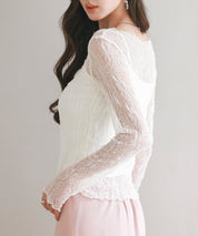 キャミソールとレーストップス2点セットsdp0259 アイボリー