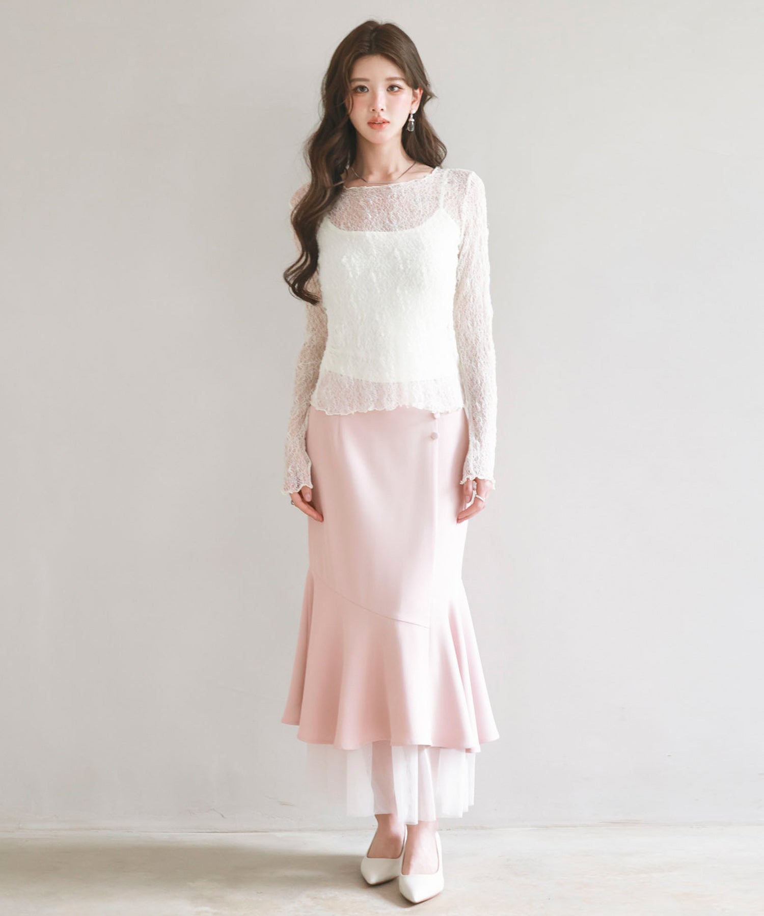 キャミソールとレーストップス2点セットsdp0259 アイボリー