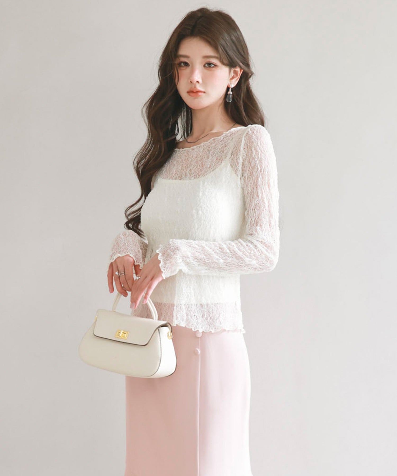 キャミソールとレーストップス2点セットsdp0259 アイボリー