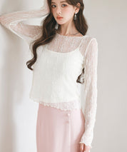 キャミソールとレーストップス2点セットsdp0259 アイボリー