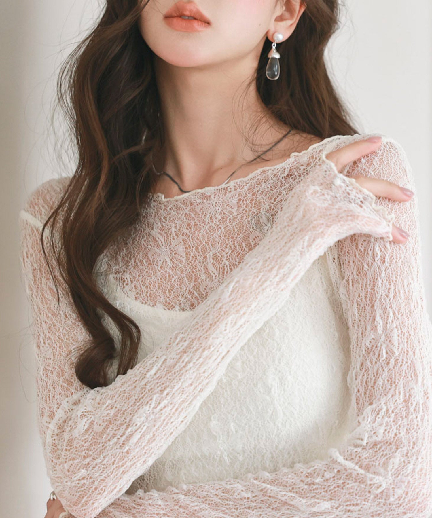 キャミソールとレーストップス2点セットsdp0259 アイボリー