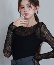 キャミソールとレーストップス2点セットsdp0259 ブラック