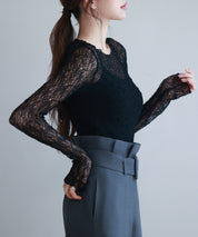 キャミソールとレーストップス2点セットsdp0259 ブラック