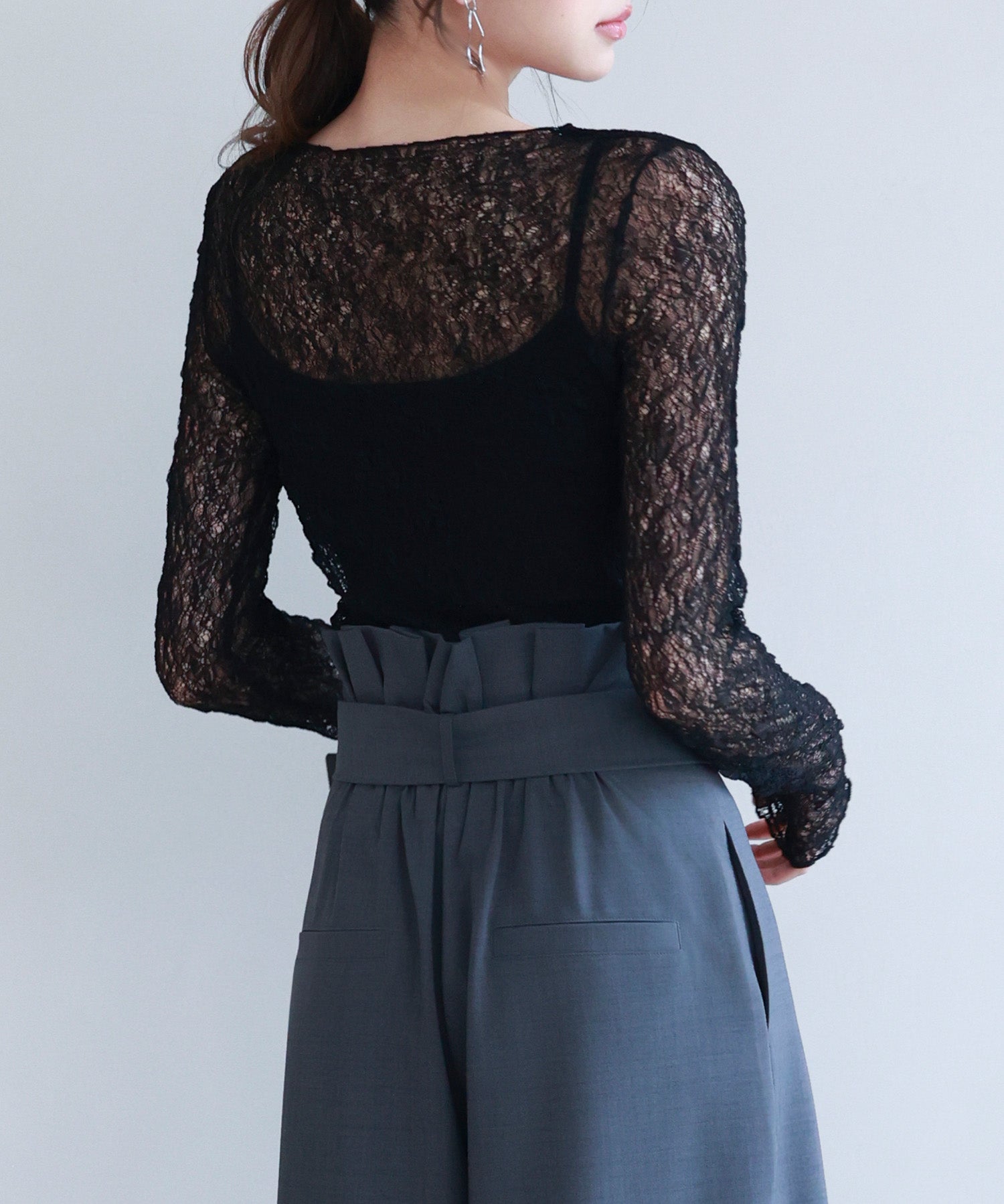 キャミソールとレーストップス2点セットsdp0259 ブラック