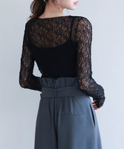 キャミソールとレーストップス2点セットsdp0259 ブラック