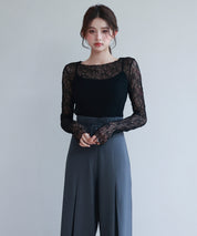 キャミソールとレーストップス2点セットsdp0259 ブラック