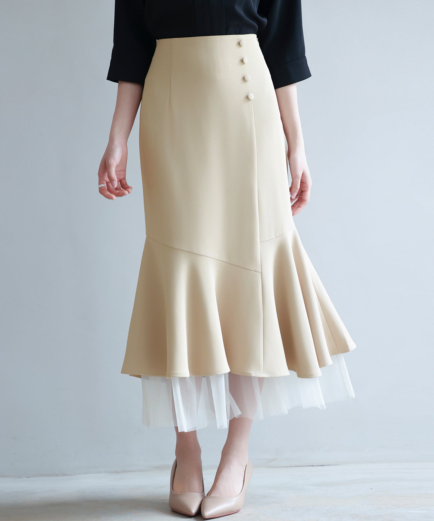 チュールドッキングハイウエストスカートsdp0261-102-14