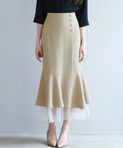 チュールドッキングハイウエストスカートsdp0261 ベージュ