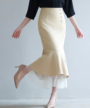 チュールドッキングハイウエストスカートsdp0261 ベージュ