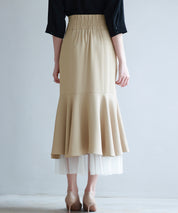 チュールドッキングハイウエストスカートsdp0261 ベージュ