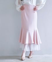 チュールドッキングハイウエストスカートsdp0261 ピンク