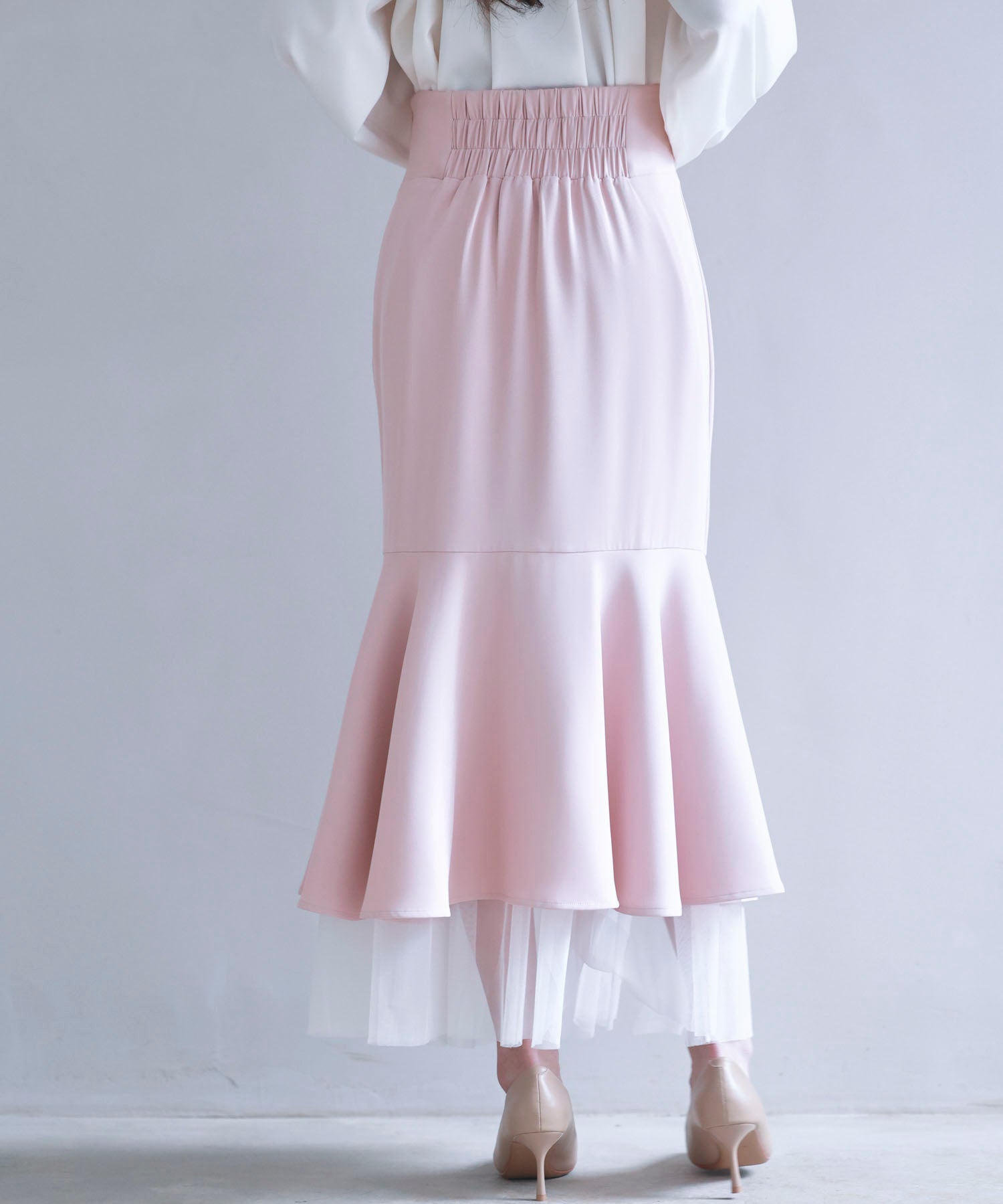 チュールドッキングハイウエストスカートsdp0261 ピンク