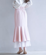 チュールドッキングハイウエストスカートsdp0261 ピンク
