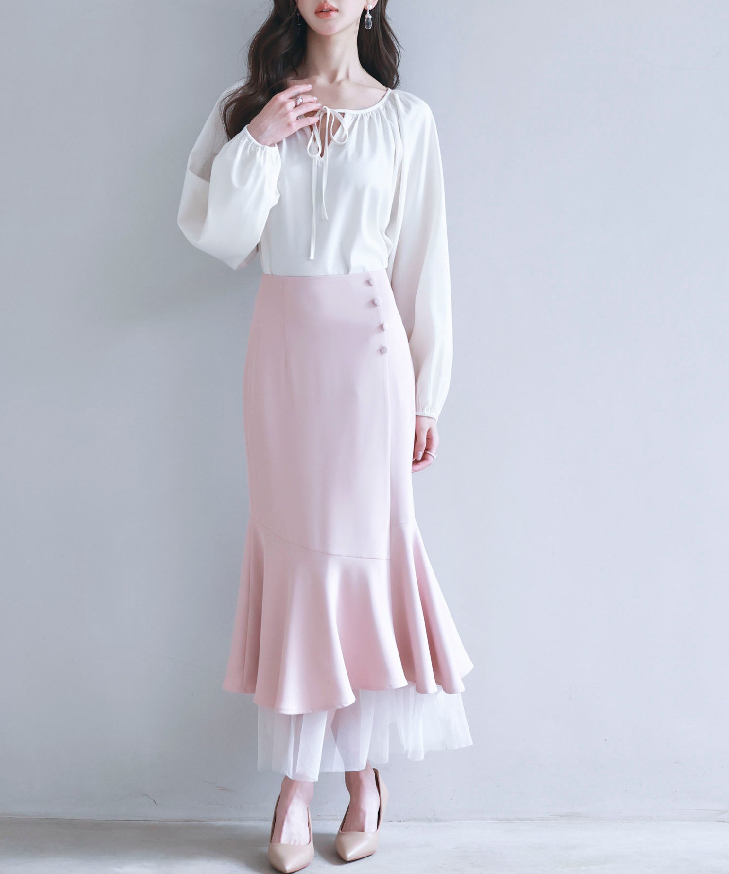 チュールドッキングハイウエストスカートsdp0261 ピンク