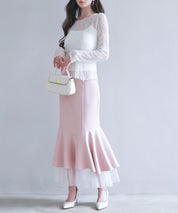 チュールドッキングハイウエストスカートsdp0261 ピンク