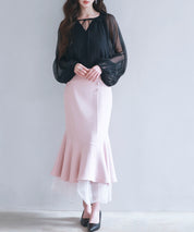 チュールドッキングハイウエストスカートsdp0261 ピンク