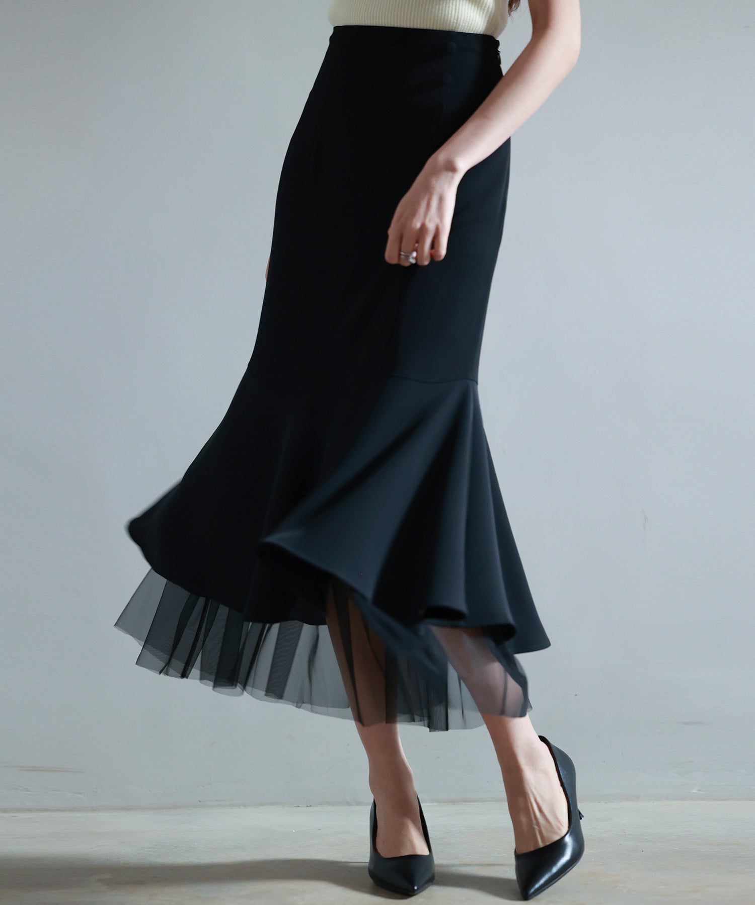 チュールドッキングハイウエストスカートsdp0261-102-8