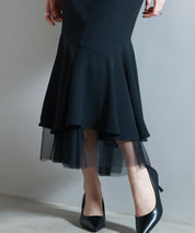 チュールドッキングハイウエストスカートsdp0261 ブラック