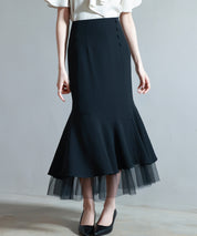 チュールドッキングハイウエストスカートsdp0261 ブラック