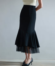 チュールドッキングハイウエストスカートsdp0261 ブラック