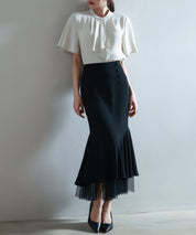 チュールドッキングハイウエストスカートsdp0261 ブラック