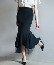 チュールドッキングハイウエストスカートsdp0261 ブラック