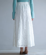 ロング丈ハイウエスト総レーススカートsdp0262 ホワイト