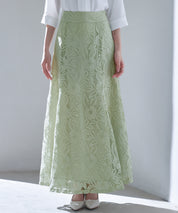 ロング丈ハイウエスト総レーススカートsdp0262-102-35