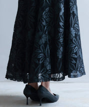 ロング丈ハイウエスト総レーススカートsdp0262 ブラック