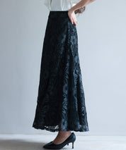 ロング丈ハイウエスト総レーススカートsdp0262 ブラック
