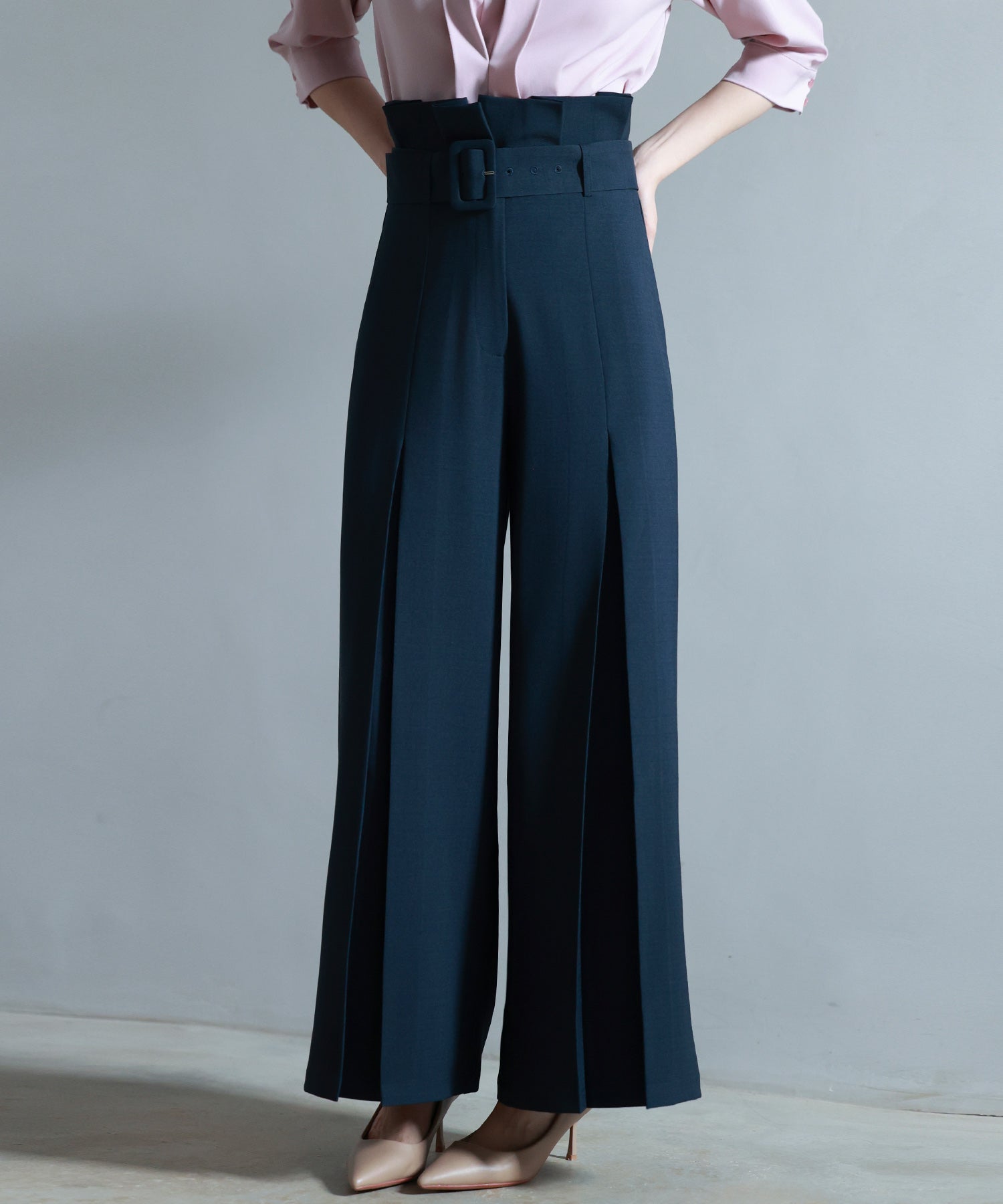 ベルト付きハイウエストワイドパンツsdp0263-102-16