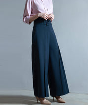 ベルト付きハイウエストワイドパンツsdp0263 ネイビー