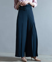 ベルト付きハイウエストワイドパンツsdp0263 ネイビー